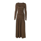 Long Sleeve Ruched Maxi Dress High Quality Elegant White Dresses Woman Fall Clothes