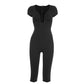 Irregular Low-Neck Playsuit Women Trend Wild Sexy Short Sleeve Patchwork Classic Fashion Simple Stretch Streetwear