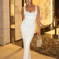 Backless Ruched Skinny Sexy Maxi Dress Women Gown Elegant Square Collar Sleeveless Lace-up Bodycon Club Party Dresses
