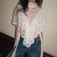 Y2K Fairy Mesh See Through Casual High Neck Looseshawls Women Floral Lace Embroidery Shawl Tops Asymmetrical Streetwear