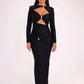 Elegant Hollow Out Long Sleeve Sexy Maxi Dress For Women Solid Color Slim Fit Cut Out Club Party Long Dress New