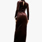 Velvet Long Sleeve Sexy Maxi Dress For Women Autumn Winter New Turtleneck Draped Ruched Bodycon Sexy Long Dress