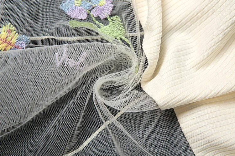 Sweet 2Piece Set Women Mesh Patchwork Splits Sleeveless Backless Tops+Folds Skirt Vacation Beach Party Matching Suit