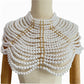 Women Handmade Multi Layer Pearl Beaded Shoulder Shawl Body Chain Necklace Elegant Wedding Party Jewelry Accessory