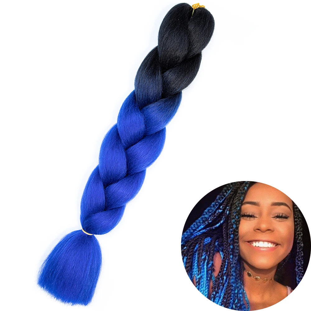 Synthetic Jumbo Braiding Hair Extension 24 Inch Heat Resistant Fiber In Bulk Ombre Jumbo Braids Hair For Black Women