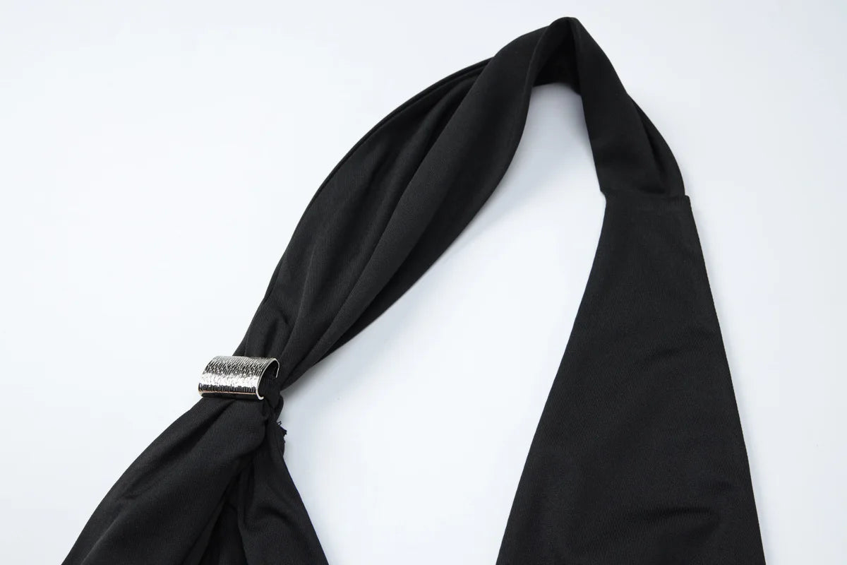 Sexy Cropped Tank Top Women Fashion Asymmetrical Deep V Neck Backless Halter Tops 2026 Summer Clothing