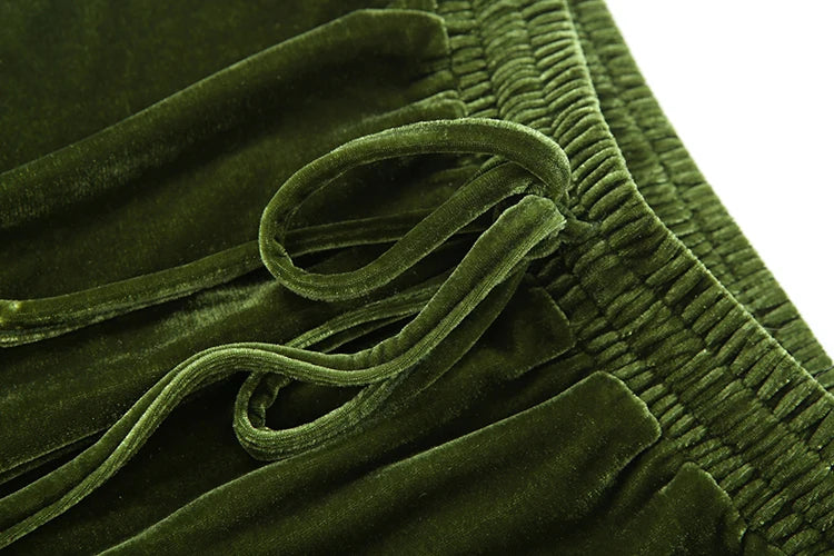 Velvet Pants Fake Diamond Letter Decoration Drawstring Elastic Waist Leisure Sporty Street Fashion Comfortable Bottoms