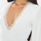Flare Sleeve Plunge Lace Trim Mini Dresses Fall 2026 Classy White Dress for Woman Party Wear