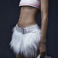 Winter Furry Tassel Skirt Women Sexy Hottie Trend Metal Buckle Belt Wild Hottie Street Skinny Club Hipster Mini Bottom