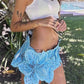 Y2K Style 3D Flower Low Waist Mini Skirt Handmade Embroidery Beachwear for Women Summer Vacation Streetwear