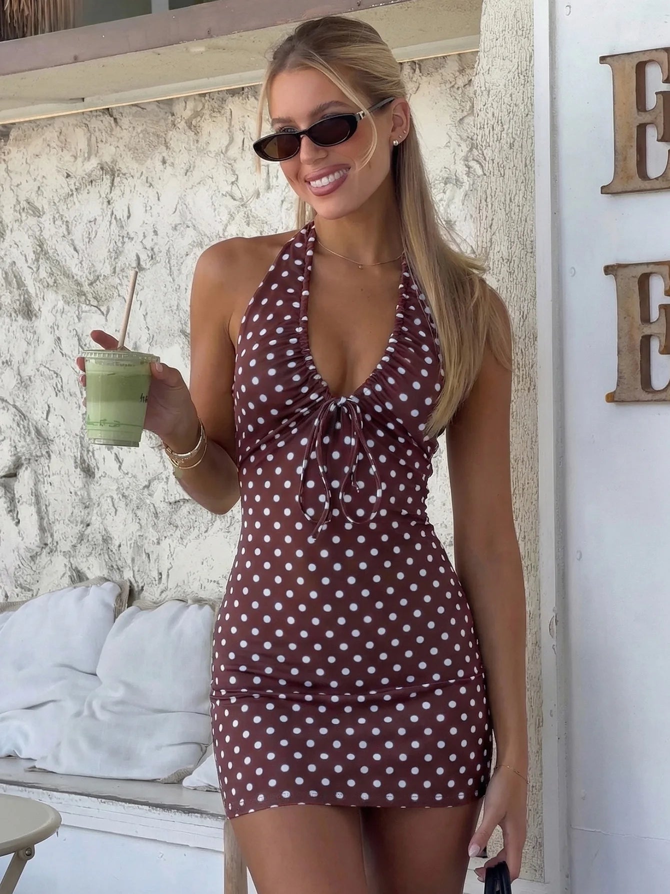 Polka Dot Summer Dress for Woman 2026 Fashion Sexy Halter Neck Backless Mini Bodycon Dresses