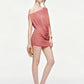 Summer Dress Women Folds Off-Shoulder Mesh Irregular Solid Elasticity Elegant Dinner Party Fashion Vacation Mini Bodycon