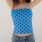 Y2K Vintage Polka Dot Print Strapless Tube Top Women Sleeveless Slim Fit Cropped Bandeau Top Summer Basic Camisole