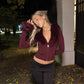 Zip Up Cardigan Long Sleeve Top with Fluffy Faux Fur Collar and Cuffs 2026 Fall Winter T Shirts Woman