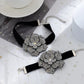 Exaggerated Big Rhinestone Flower Short Choker Necklace for Women Goth Elegant Black Velvet Aesthetic Wed Jewelry Gift