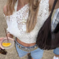 Floral Crochet Knit Triangle Poncho Top Women Hollow Out Off Shoulder Wrap Cover Up Casual Summer Bikini Beach Top
