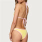 Women 2 Pieces Bikini Swimsuits Patchwork Tie-Up Halter Neck Sleeveless Bra Thong Bottoms Beach Bathing Suit Set
