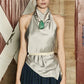 Women Summer High Street Sleeveless Satin Top Camisole Y2K Tie Halter Tops Backless Solid Color Top Party Clubwear