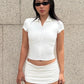Zipper Shirt Woman Slim Fit Short Sleeve Crop Tops White Black Summer Clothes 2026