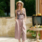 Women's Cropped Cami Top with Horse Patchwork Mural Print, Spaghetti Strap Fitted Tank for Summer