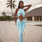 Front Cut-out Hardware Halter Maxi Dress Sexy Elegant Black Party Dresses for Woman Clothing