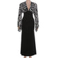 Black and White Zebra-print Flare Sleeve Deep V Neck Maxi Dress Wedding Guest Elegant Evening Dresses 2026