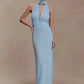 Polka Dot Backless Sexy Maxi Dress Women Elegant Halter Deep V Neck Sleeveless Bodycon Split Club Party Long Dress