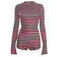 Woman Clothing 2 Pieces Set Striped Outfits for Night Out Long Sleeve Top and Shorts Matching Sets