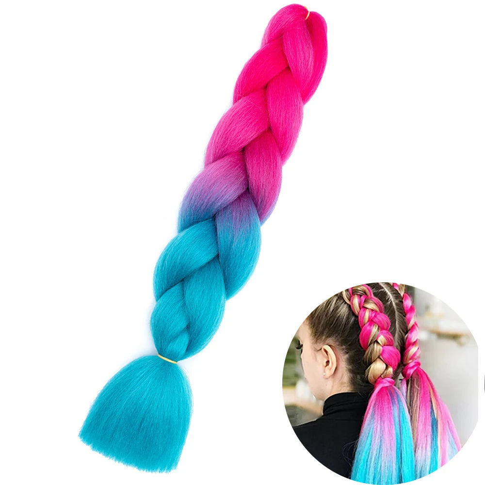 Synthetic Jumbo Braiding Hair Extension 24 Inch Heat Resistant Fiber In Bulk Ombre Jumbo Braids Hair For Black Women