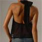Summer Women Halter Neck Sleeveless Tank Sexy Open Back Tie Knot Backless Top Vest Elegant Swiss Dot Casual Streetwear