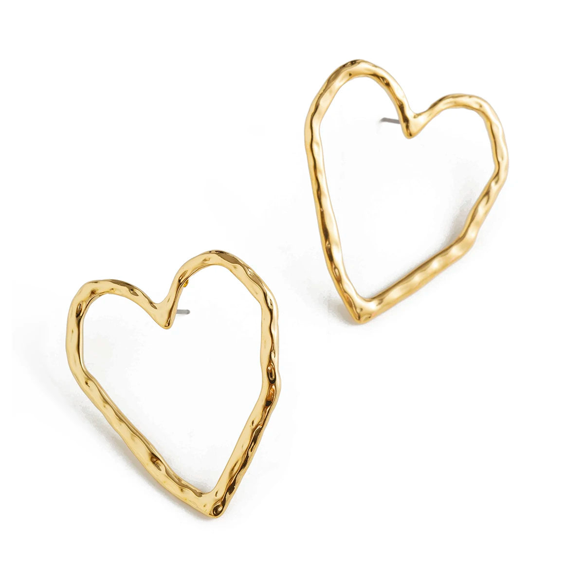 Punk Creative Hollow Out Love Heart Stud Earrings for Women Wed Bridal Lovely Gold Color Piercing Earrings Wed Jewelry