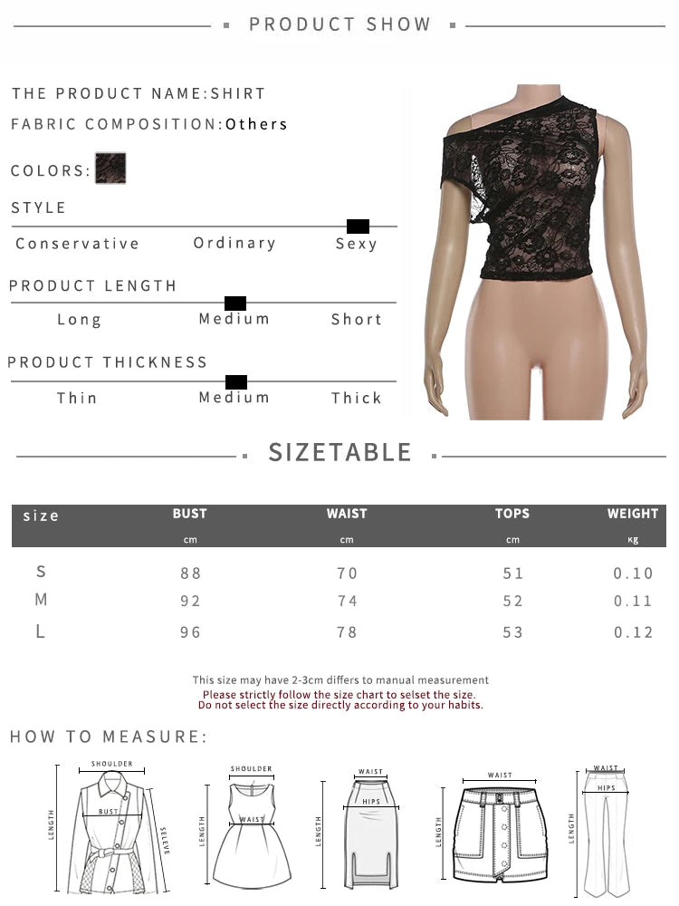 Sexy Off Shoulder Crop Tops Woman Summer Trend Lace Patchwork Skew Collar Shape Waist High Street Fashion Style Tees