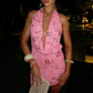 Sexy Sequin Gliters Bodycon Mini Dresses Women Deep V-neck Backless Shining Dress Female Party Clubwear Vestidos Gown