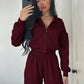 Sporty Tracksuit Women 2 Piece Set Panelled Stripes Simple Hooded Zip Jacket+Wide Pants Matching Casual Street Outfit
