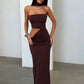Halter Neck Strapless Sexy Maxi Dress Women Summer Elegant Off-shoulder Ruched Cutout Bodycon Party Long Dresses