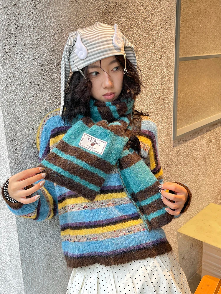 2025 Winter New Arrivals Y2K Stripe Neck Warmer Accessory For Woman