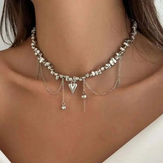 Unique Elegant Irregular CCB Beads Chain Necklace for Women 2025 New Trend Goth Tassel Pendant Choker Party Jewelry