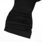Round Neck Ruffle Long Sleeve Mini Dress Sexy Black Bodycon Dresses for Woman Clothes Fall