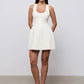 Women White Sleeveless U Neck Mini Dress A Line Flare Short Dress Elegant Office Wedding Guest Cocktail Party Vestidos