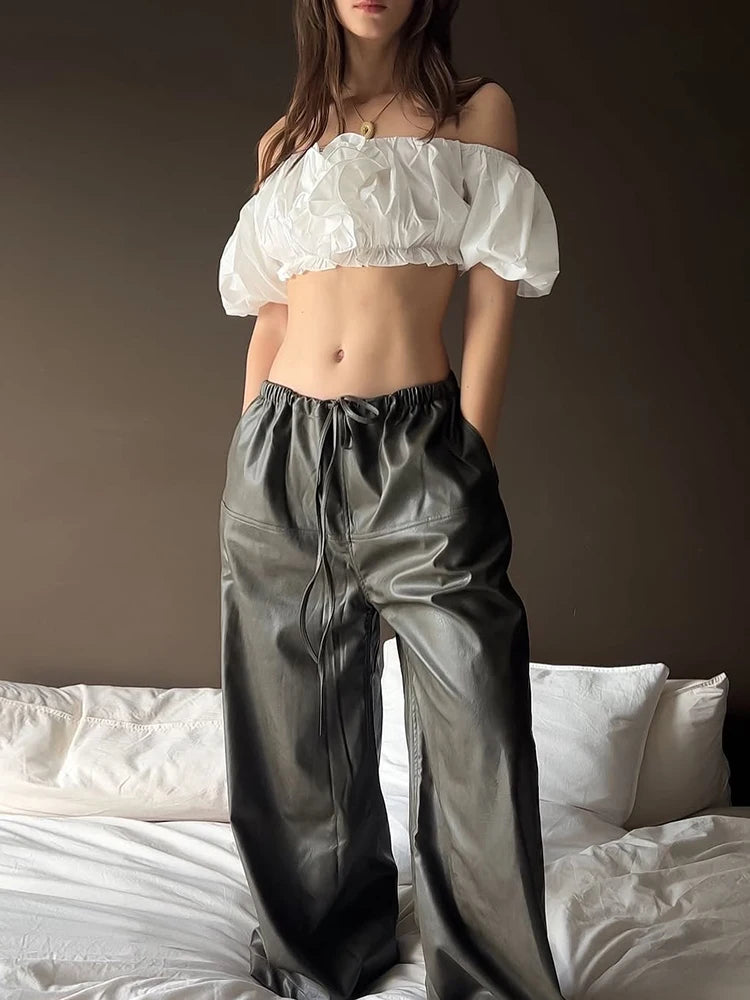 Sexy Puffy Tank Tops Women Y2K Summer Trend Elastic Applique Patchwork Solid Midnight Coquettish Party Clubwear Vest