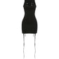 Cross Bandage Hollow Design Dress Woman o-Neck Sleeveless Skinny Peach Hip Hot Girls Midnight Party Sexy Mini Bodycon