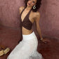 Hater Backless Bandages Ruched Crop Tank Top+Jacquard Patchwork Skirt Hottie Sexy 2 Piece Set Women Fashion Streetwear
