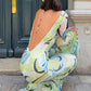 Autumn Trend Sexy Colorful Print Mesh Dress Women Fashion Chic Puff Sleeve O-Neck Elegant Vacation Party Club Bodycon