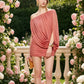 Summer Dress Women Folds Off-Shoulder Mesh Irregular Solid Elasticity Elegant Dinner Party Fashion Vacation Mini Bodycon