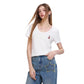 Solid Color Regular Shoulder U-Neck Versatile Slim Casual Crop Top T-Shirt for Women