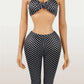 Wild Vacation 2 Piece Set Women Polka Dot Print Halter Tank Tops+Bike Shorts Stretch Matching Street Party Outfits