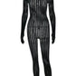 Sexy See Through Jumpsuit Women Coquette o-Neck Full Sleeve Stretch Hipster Skinny Fit 2026 Spring Clubwear Overalls