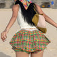 Sweet 2-Piece Set Women Y2K o-Neck Sleeveless Bandage Skinny Tank Tops+Colorful Patchwork Puffy Skirt Matching Suits