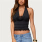 Sexy Women's Halter Neck Vest Tops Summer Sleeveless Open Back Solid Color Slim Fit Lace Trim Tank Tops Party Clubwear