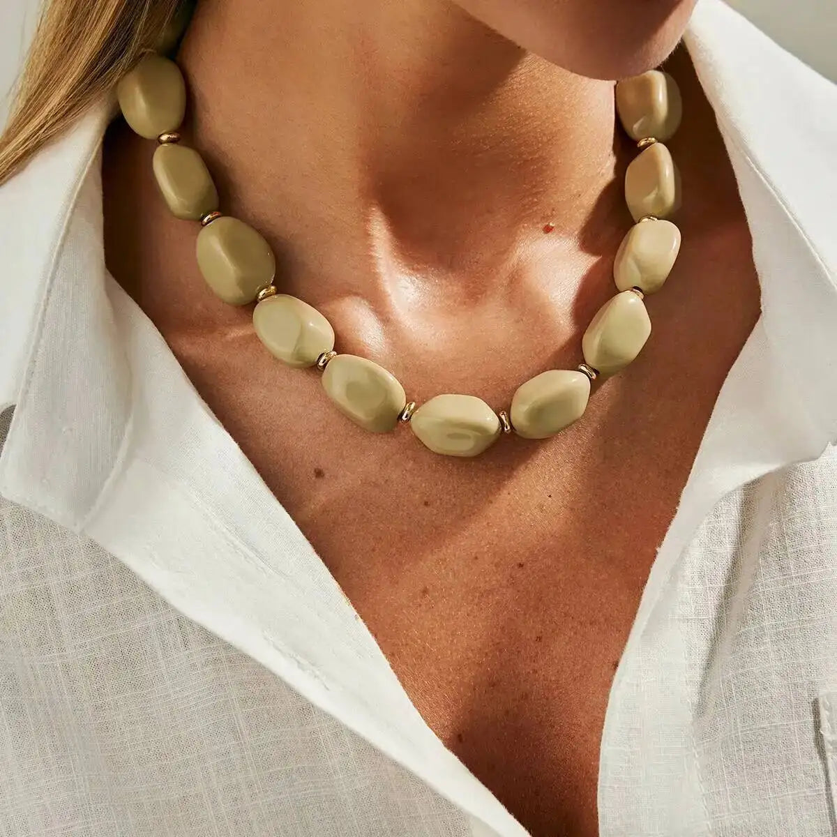 5 Colors Boho Irregular Acrylic Clavicle Chain Necklace Women Fashion Handmade Bead Choker Necklaces Party Jewelry